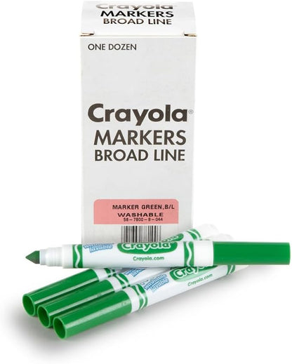 Crayola Washable Markers - Green (12ct), Kids Broad Line Markers, Bulk Markers for Classrooms & Teachers