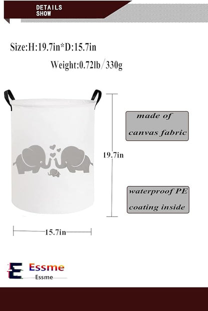 ESSME Baby Laundry Basket,Elephant Hamper，Baby Hamper For Nursery for Kids, Elephant Nursery Decor,Gift Baskets,Home Organizer (Love Elephant)