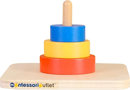 MONTESSORI OUTLET 3 Colored Discs on Vertical Dowel for 0-3 Years Montessori Education at School and Home