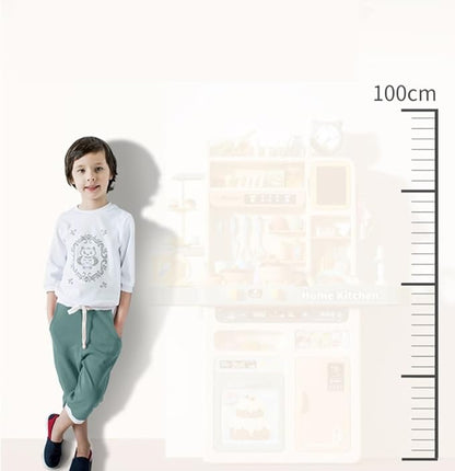 Serena & Jewel Kit - Kitchen Playset Pretend Food - Toy Accessories Set w/Real Sounds & Light, Play Sink, Cooking Stove with Efflunent,88 PCS for Toddlers Kids , Girls & Boys（3-10 Years） (Blue)