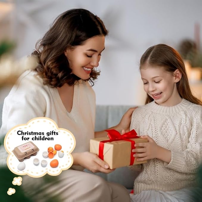 Sportsvoutdoors 6PCS Egg Kitchen Toys, Wooden Toy Food, Kids Play Food Cooking DIY Kitchen Pretend Play Food Set, Easter Eggs