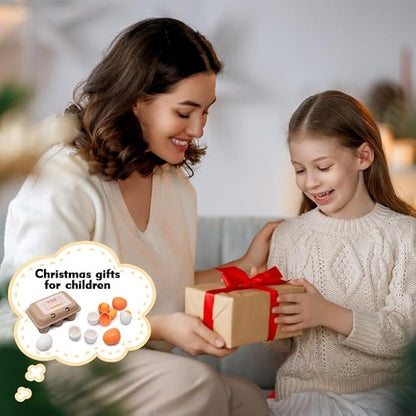 Sportsvoutdoors 6PCS Egg Kitchen Toys, Wooden Toy Food, Kids Play Food Cooking DIY Kitchen Pretend Play Food Set, Easter Eggs