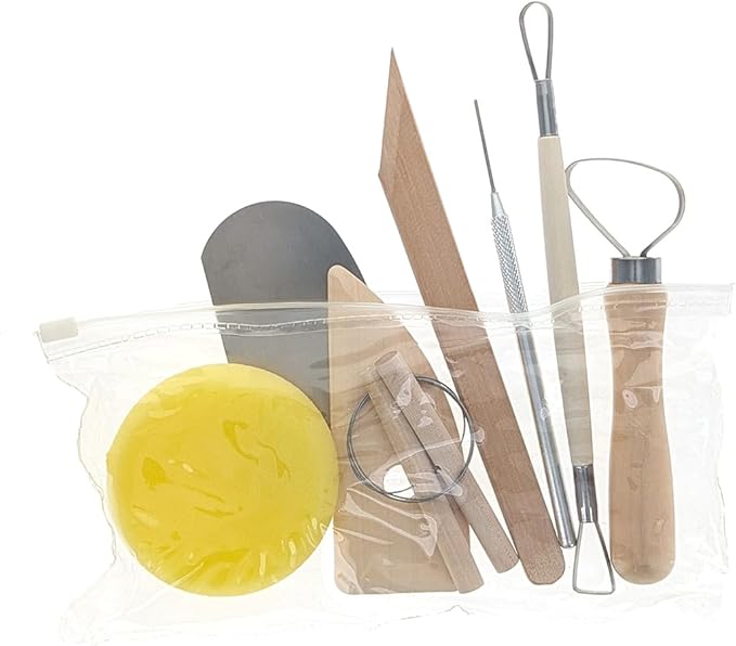 SE Pottery and Clay Carving Tool Set with Wooden Handles- Pottery Kit for Beginners- Clay Sculpting Set of 8 Pcs - 4PT8