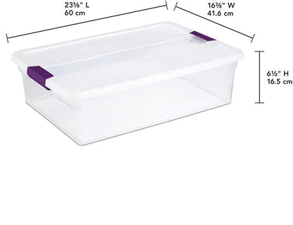Sterilite 24-Pack 32 Quart ClearView Latch Box, Stackable Organizer Bins with Latching Lids - Clear Plastic Organization Containers for Closet, Bedroom, Shelving Units and Everyday Home Storage
