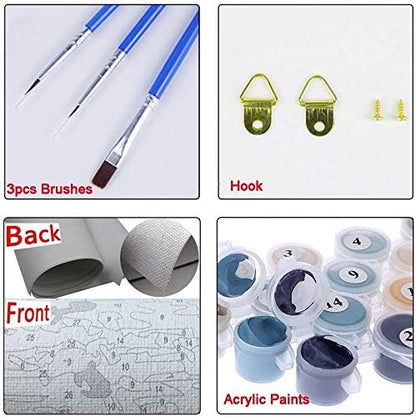 Elftoyer Paint by Numbers for Kids & Beginner, DIY Canvas Painting Gift Kits - Colorful Cats and Butterflies 16 x 20 inch (Without Framed)