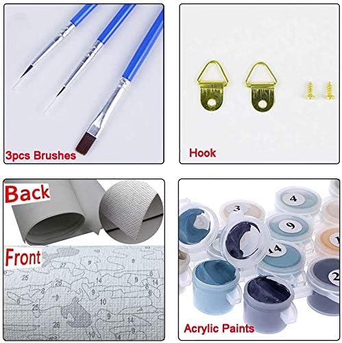 Elftoyer Paint by Numbers for Kids & Beginner, DIY Canvas Painting Gift Kits - Colorful Cats and Butterflies 12 x 16 inch (Framed)