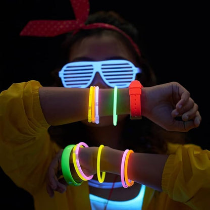 Mystical Fire 8" Glow Stick Bracelets (Pack of 100 Assorted) Glow in the Dark Sticks, Light Up Party Favors. Neon Bracelets And Necklaces With Connectors Great For Party Decorations