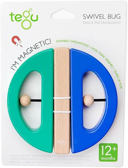 Tegu Swivel Bug Magnetic Building Block Set, Teal & Blue