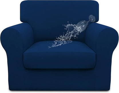 Easy-Going 100% Dual Waterproof Chair Cover Stretch Soft Couch Cover for Dogs, Sofa Slipcover for 1 Separate Cushion Couch Leakproof Furniture Protector for Kids, Pets Navy