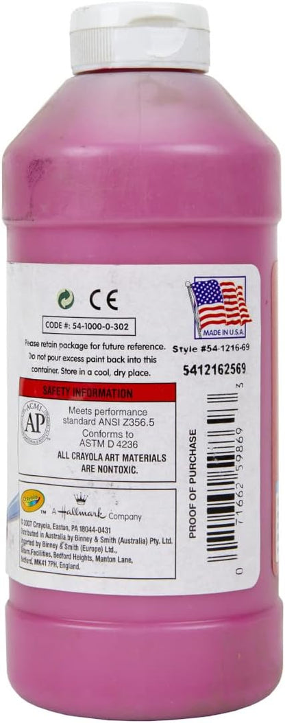 Crayola Premier Tempera Paint For Kids - Magenta (16oz), Kids Classroom Supplies, Great For Arts & Crafts, Non Toxic, Easy Squeeze Bottle