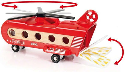 BRIO World 33886 - Cargo Helicopter - Premium Wooden Train Toy | Safe and Durable | Compatible with All Sets | Fun for Toddlers and Kids | Includes Figure and Accessories