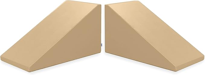 Foamnasium Mega Wedge Set, Indoor Foam Playset, 2 Piece Soft Toddler and Active Kids Play Foam Climber for Crawling, Climbing, Sliding and Jumping, Made in The US, Enhanced Camel