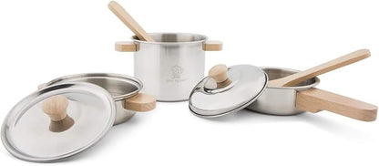 New Classic Toys Metal Pan Set - Pretend Play Toy for Kids Cooking Simulation Educational Toys and Color Perception Toy for Preschool Age Toddlers Boys Girls