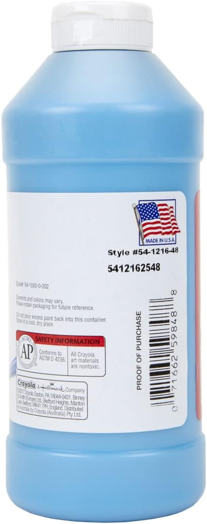 Crayola Premier Tempera Paint For Kids - Turquoise (16oz), Kids Classroom Supplies, Great For Arts & Crafts, Non Toxic, Easy Squeeze Bottle