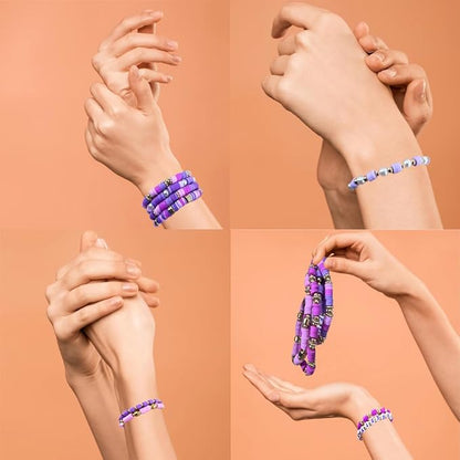 MIIIM Purple Clay Beads Kit for Bracelets Making, Heishi Beads, Clay Charms and Gold Spacer Beads for Jewelry Making, Friendship Bracelet Beads Kit for Crafts, Concert, Raves, Gifts