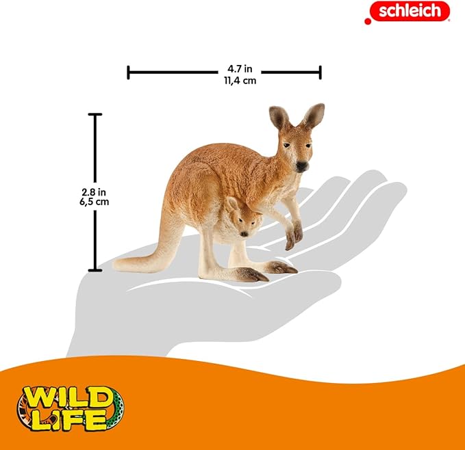 Schleich Wild Life Kangaroo Animal Figurine - Detailed Wild Animal Kangaroo Toy Figure, Durable for Education and Fun Play, Perfect for Boys and Girls, Gift for Kids Ages 3+