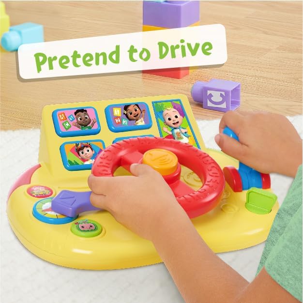 CoComelon Learning Steering Wheel with Lights and Sounds, Learning & Education, Batteries Included, Medium, Kids Toys for Ages 3 Up by Just Play