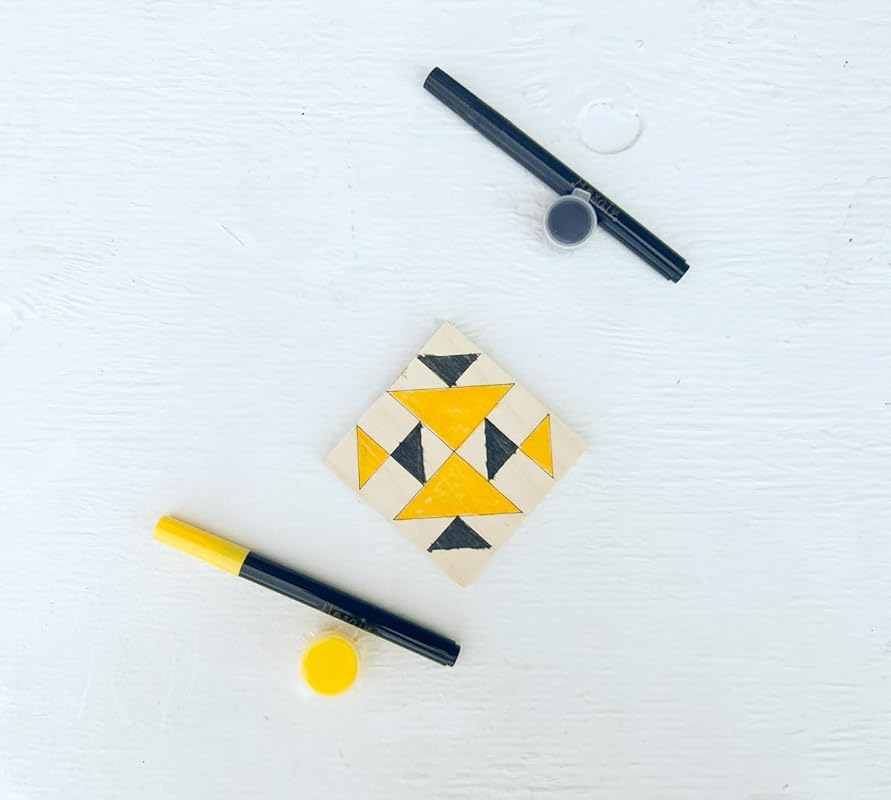 Mini Unfinished Barn Quilt Square Wooden Sign, Small Country Decor Canvas Quilts Blocks Bulk Set of 4 (3 inches, Old Maids Puzzle)