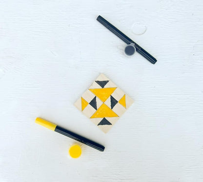 Mini Unfinished Barn Quilt Square Wooden Sign, Small Country Decor Canvas Quilts Blocks Bulk Set of 4 (3 inches, Old Maids Puzzle)