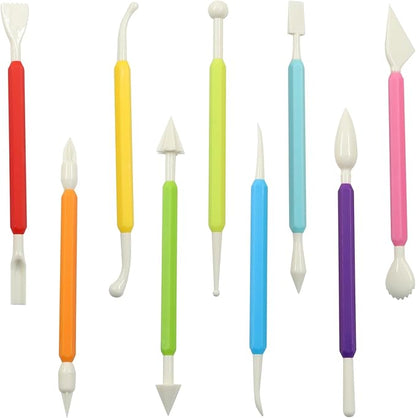Rierdge 9 PCS Clay Tools, Double-Ended Sculpting Tools Set for Air Dry Clay, Polymer Clay, Pottery, Cake Decorating