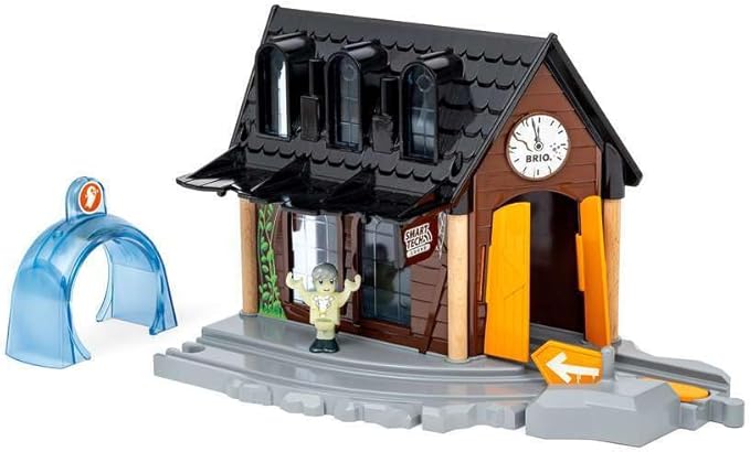 BRIO World – 36007 Smart Tech Sound Spooky Train Station | Kid-Friendly Train Set Accessory | Interactive Sound and Light Effects | Glow-in-The-Dark Feature | Made with FSC-Certified Wood