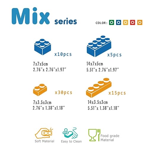 UNiPLAY Mix Soft Building Blocks - 60-Piece Set for Infant Early Learning, Cognitive Development, and Toddler Creative Play - Ages 3 Months+