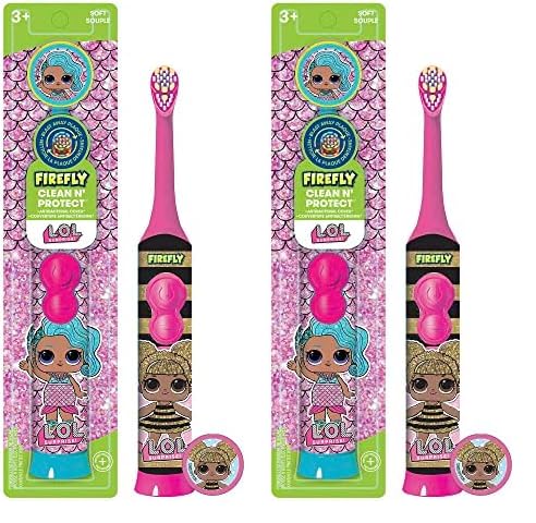 FIREFLY Clean N' Protect, L.O.L. Surprise! Toothbrush with hygienic Character Cover, Soft Bristles, Anti-Slip Grip Handle, Battery Included, Ages 3+, 1 Count (Pack of 2)