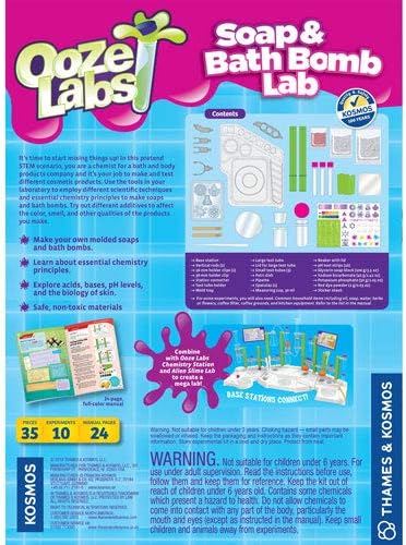 Thames & Kosmos Ooze Labs Soap & Bath Bomb Lab Kit - 10 Cosmetology & Skin Care Experiments | Parents' Choice Award Winner