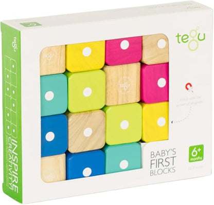 Tegu 15 Piece Magnetic Baby’s First Building Blocks, Tints