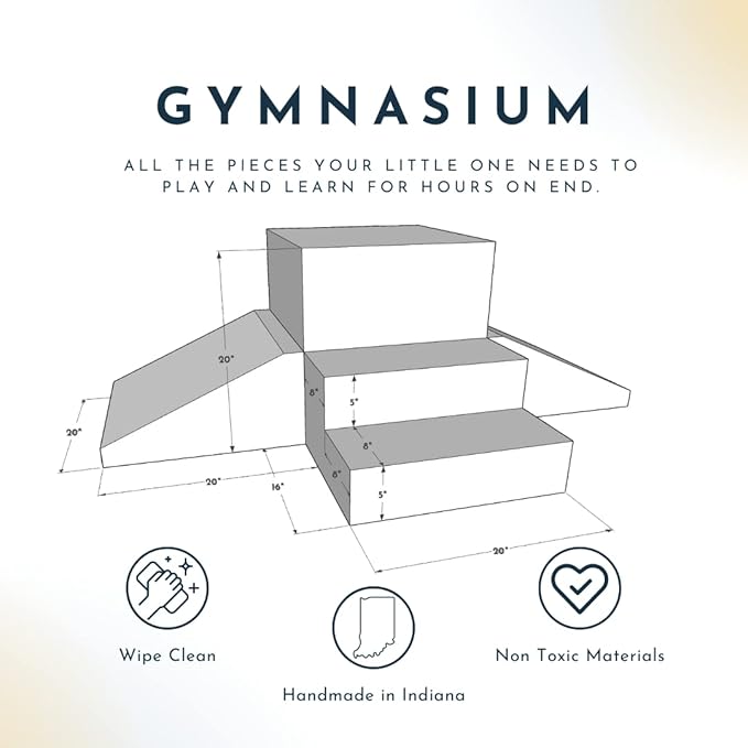 Foamnasium Gymnasium, Indoor Foam Playset, 4 Piece Soft Toddler and Active Kids Play Foam Climber for Crawling, Climbing, Sliding and Jumping, Made in The US, Enhanced Sage Multi
