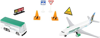 Daron Frontier Airlines Spot The Jaguar Airport Playset with Die-Cast Metal Model Airplane with Plastic Parts, Cars and Transportation Toys for Kids Ages 3+