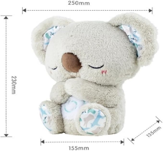 Relief Koala Breathing Stuffed Toy, Anxiety Relief Plush Breathing Animal, Sleeping Koala Plush Breathing with Musical Lights & Rhythmic Breathing Motion (B-Elephant)