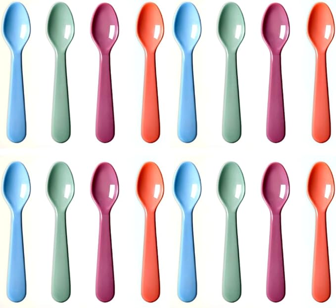 16Pcs Kids Plastic Spoons, Multicolor Toddler Utensils, Reusable Kids Silverware Set, BPA Free, Ideal Kids Cutlery Set for School Lunch, Camping, Travel, Party Favors, Dishwasher Safe