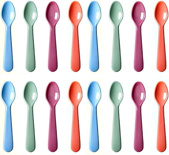 16Pcs Kids Plastic Spoons, Multicolor Toddler Utensils, Reusable Kids Silverware Set, BPA Free, Ideal Kids Cutlery Set for School Lunch, Camping, Travel, Party Favors, Dishwasher Safe