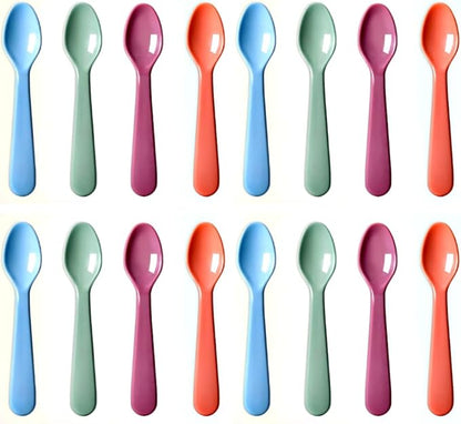 16Pcs Kids Plastic Spoons, Multicolor Toddler Utensils, Reusable Kids Silverware Set, BPA Free, Ideal Kids Cutlery Set for School Lunch, Camping, Travel, Party Favors, Dishwasher Safe