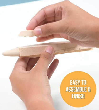 Goliath Wood Worx 2-in-1 Jet Fighter Project & Excavator Project - Make, Paint, Stick, Play - Wood Craft Kit