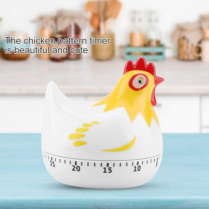 Digital Kitchen Timer Lovely Chicken Shape Mechanical Alarm Gadgets Countdown Clock Reminder Mini Cooking Timer Alarm 55 Minutes for Cooking Baking Sports Games Office(White)