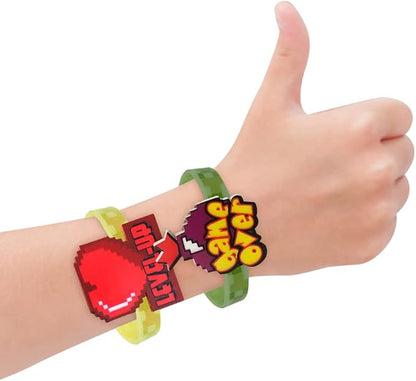 ArtCreativity Power Up Rubber Bracelets for Kids, Set of 12, Colorful Stretchy Rubber Wristbands with Classic Video Game Icons, Fun Birthday Party Favors, Goodie Bag Fillers, Carnival Prize