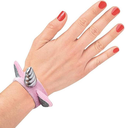 ArtCreativity Plush Unicorn Slap Bracelets for Kids, Set of 12, Cute Slap Bands for Girls with 3D Details, Unicorn Party Favors for Children, Pretty Goodie Bag Fillers, Pink, Purple, and Blue