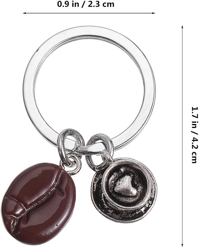 Abaodam 12Pcs Coffee Bean Keychain Coffee Party Favors Coffee Key Chain Bracelet Kids Party Favors Car Handbag Zinc Alloy Coffee Keychain