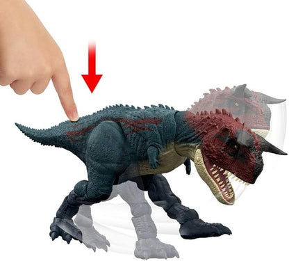 Mattel Jurassic World Dinosaur Action Figure, Running & Biting Carnotaurus with Roar Sounds, Charge N Chomp, Digital Play