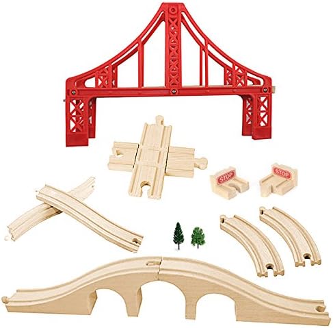 Wooden Train Bridges, Crossing Track Bridge, Wooden Train Track Accessories, Wooden Train Track, Train Tracks Compatible with All Major Brands, Wooden Toys for Girls & Boys
