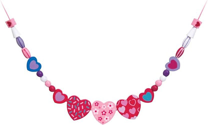 Melissa & Doug Created by Me! Heart Beads Wooden Bead Kit, 120+ Beads and 5 Cords for Jewelry-Making