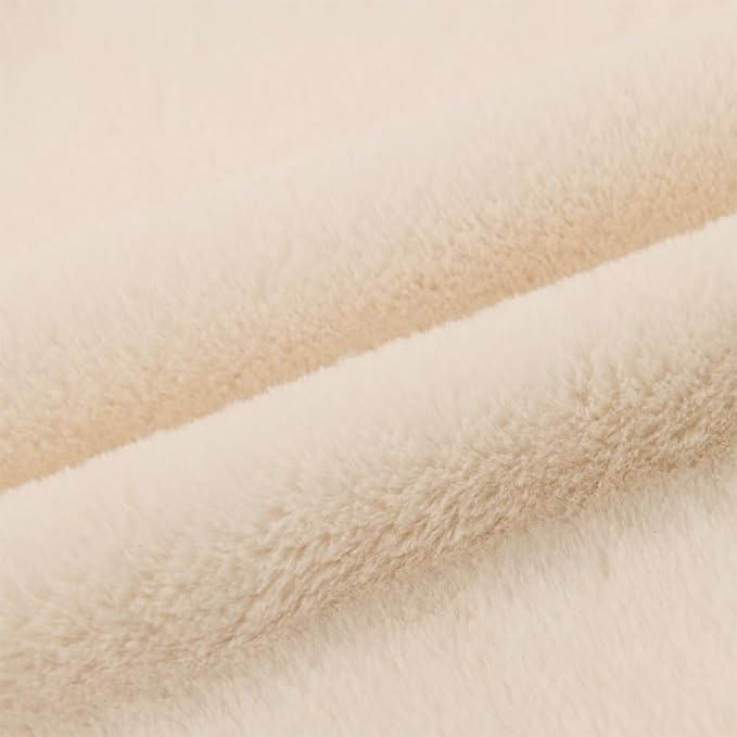 RBSC Home Waterproof Faux Fur Recliner Covers - Ivory Antislip Recliner Chair Slipcover Faux Rabbit Plush Furniture Protector with Elastic Straps for Kids, Dogs, Pets