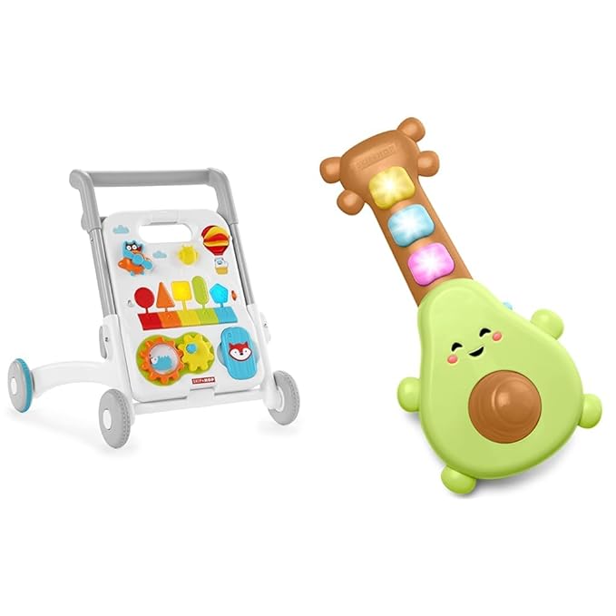 Skip Hop Baby Walker Explore & More 4-in-1 Toy Walker and Skip Hop Baby Toy Guitar Farmstand Grow & Play Rock-A-Mole Guitar
