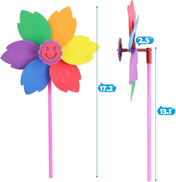 5 Pcs Colorful Sticky Mosaic EVA Windmill Art Kits for Kids 2-4 Years Old, DIY Mosaic Art Crafts Early Learning Games Handmade Art Kit for Preschool Toddlers Boys and Girls Ages 1 2 3 4 5 6 7 8