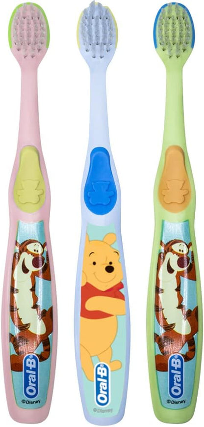 Oral-B Baby Manual Toothbrush, Pooh Characters, 0-3 Years Old, Extra Soft (Characters Vary) - Pack of 3