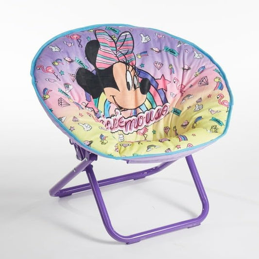 Idea Nuova Disney Minnie Mouse Toddler 19" Folding Saucer™ Chair, Portable Fun Character Design, Ages 3+