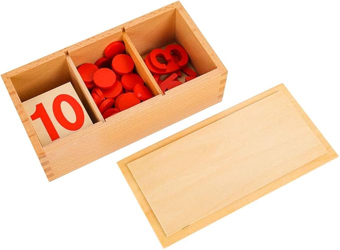 Montessori Cards & Counters with Cut-Out Numeral Math Games & Teaching Numbers Counting Toys