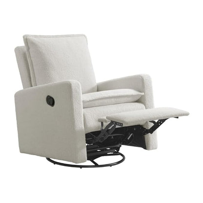 Oxford Baby Uptown Upholstered Swivel Glider and Recliner Nursery Chair, Boucle White